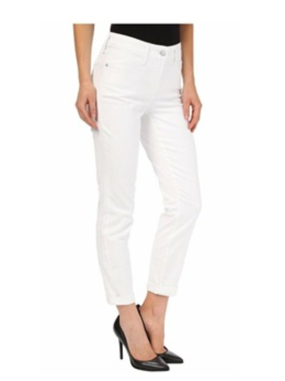 NYDJ $124 Rachel Embellished Roll Cuff Ankle Jeans Optic White 16 Nwt
